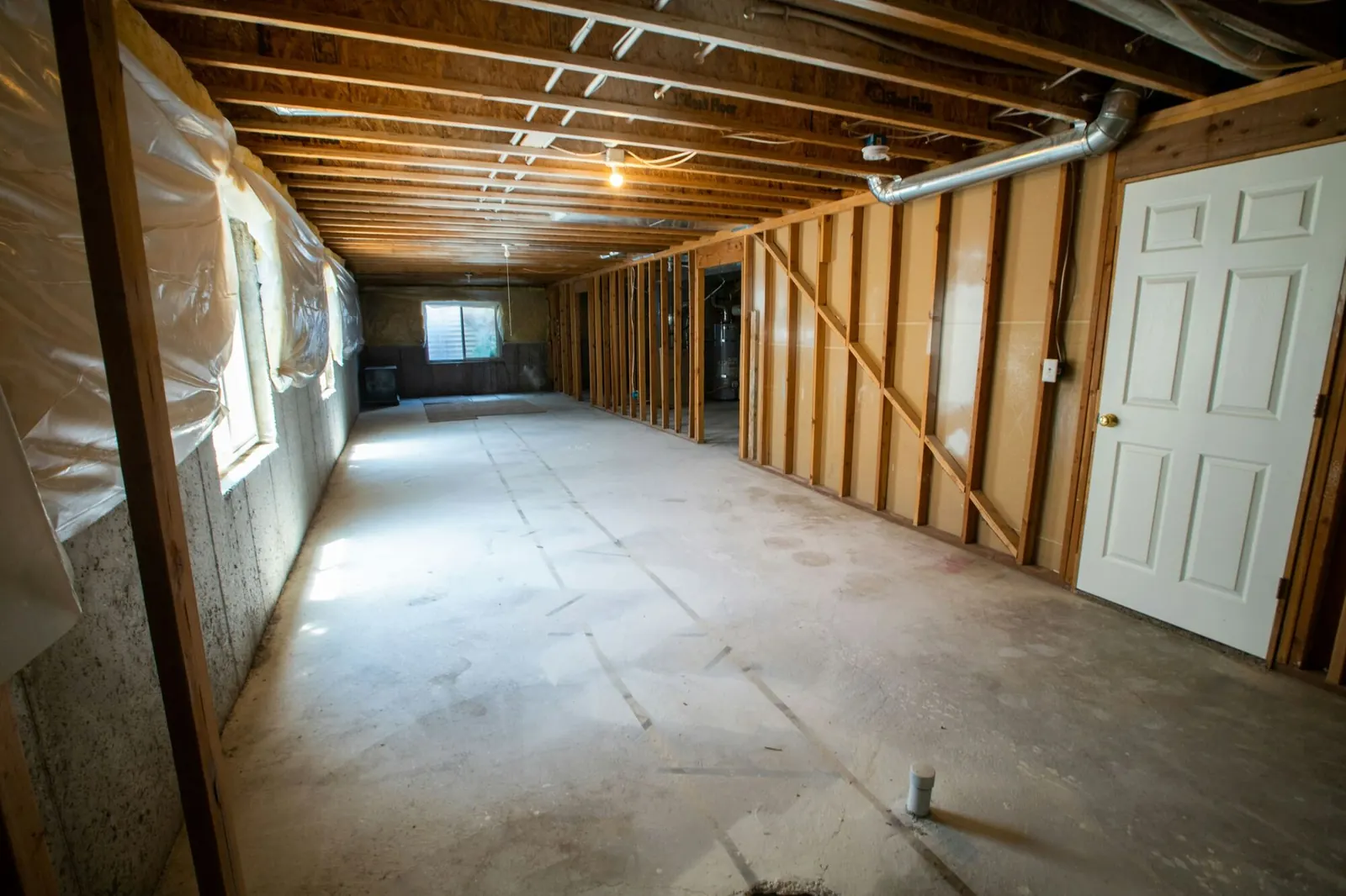 Basement framing in progress