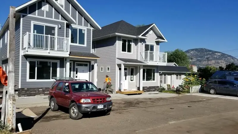 Finished homes on a street