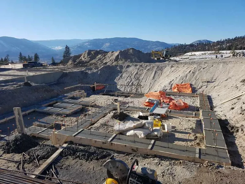 Footings in a large excavation