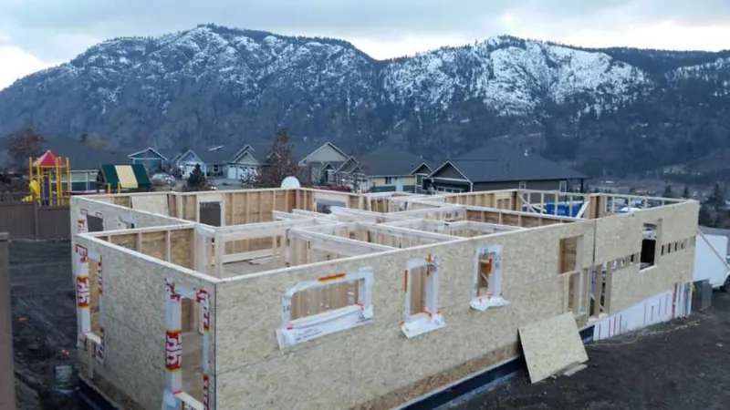 Multi-unit framing with mountains behind