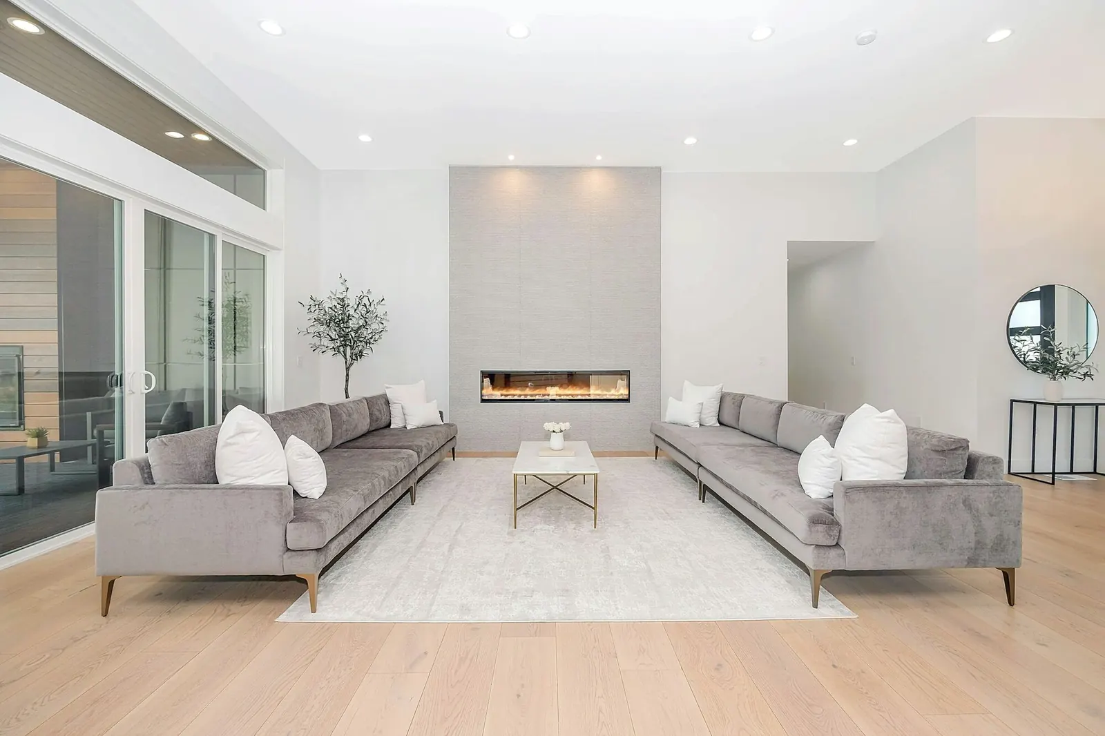Bright renovated open-plan living room
