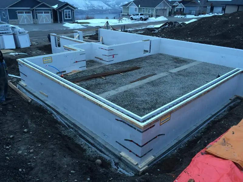 Townhome footings formed on site